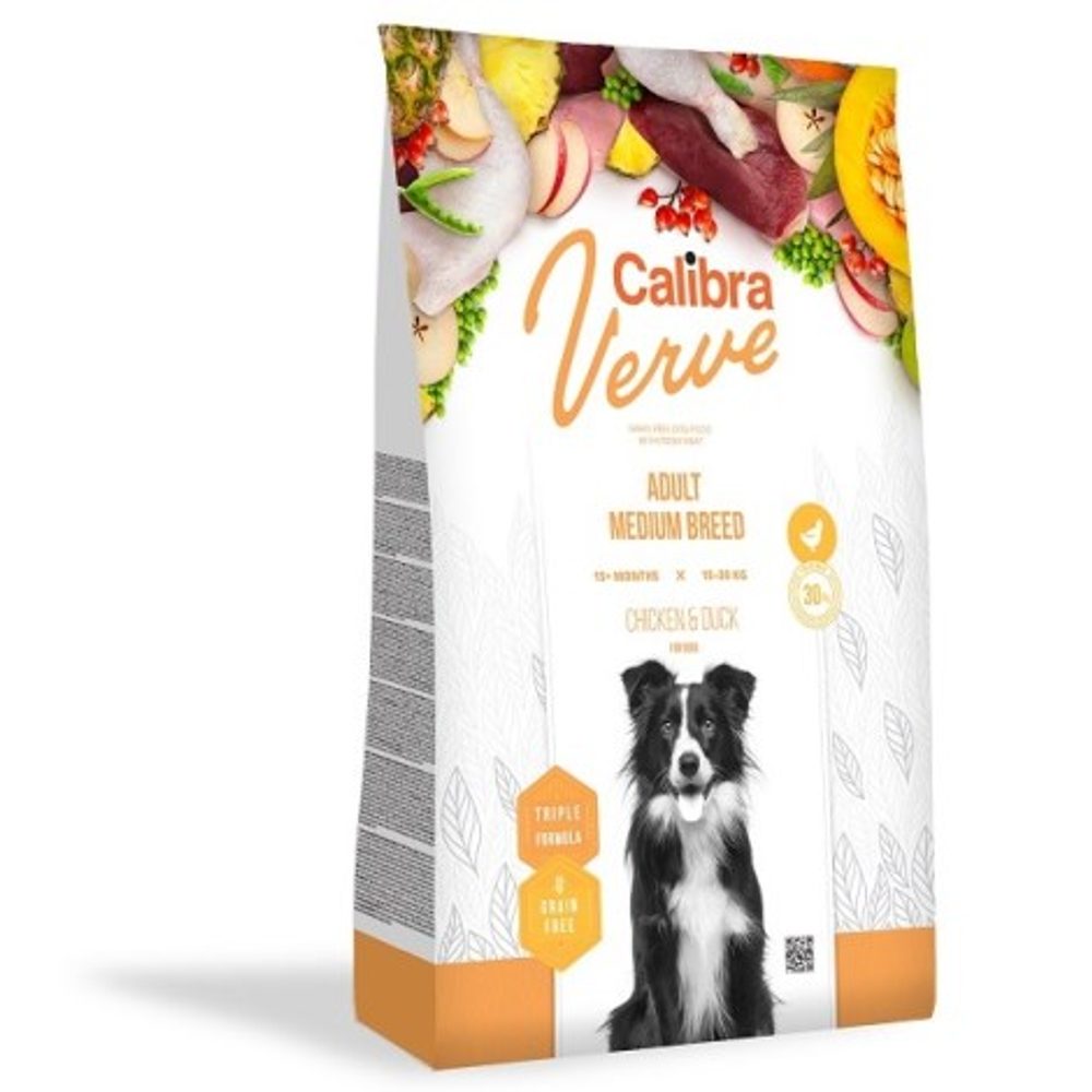 Expirace 7.4. 2026: Calibra Dog Verve GF Adult Medium Chicken & Duck 12 kg