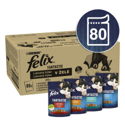 Felix Fantastic hovězí, kuře, tuňák, treska jelly 80 x 85 g
