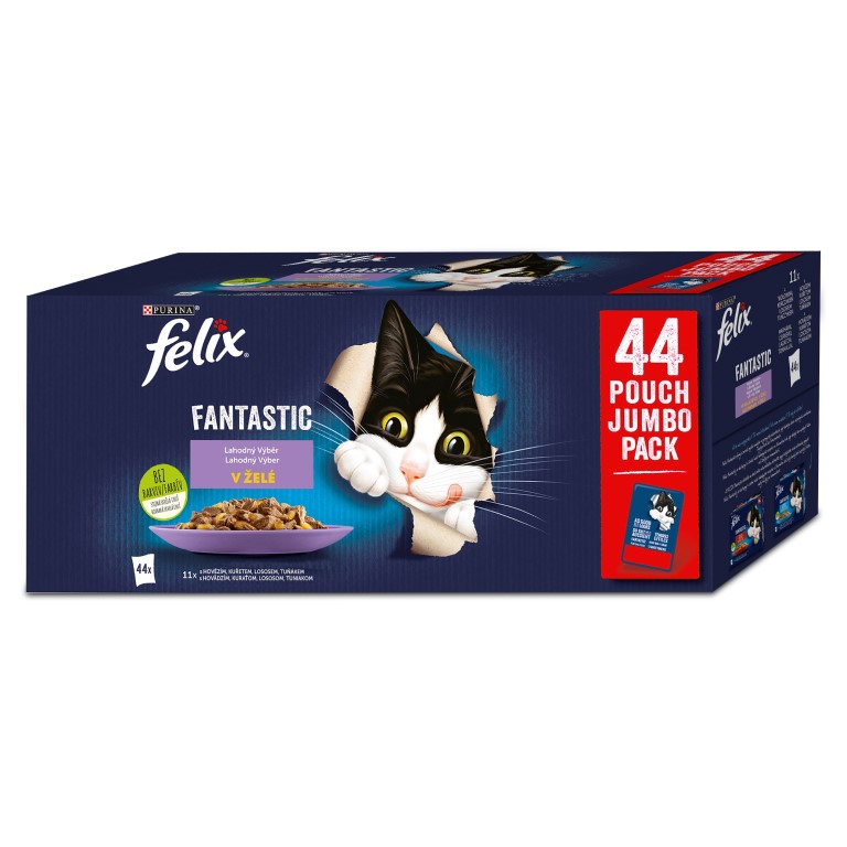 Felix Fantastic kuře, hovězí, losos, tuňák jelly 44 x 85 g