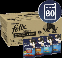 Felix Fantastic Multipack hovězí/kuře/tuňák/treska v želé 80x85g