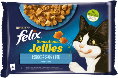 Felix Sensations Jellies Multipacks lososem a treskou v och. želé 4x85g