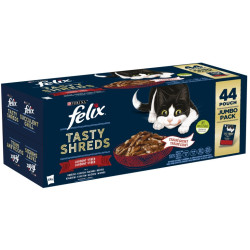 Felix Tasty Shreds hovězí, kuře, kachna, krůta ve šťávě 44 x 80 g