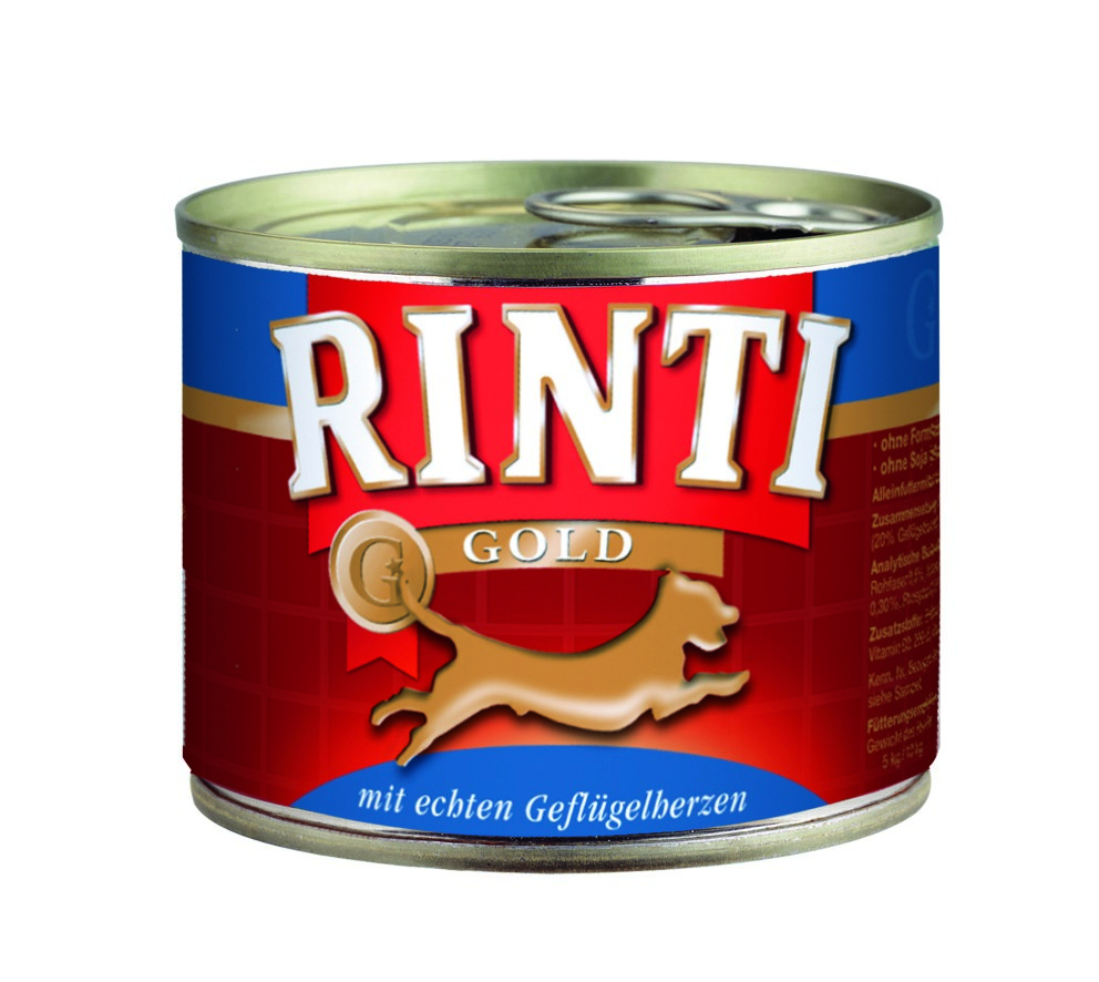Finnern Rinti Gold konzerva pro psy drůbeží srdce 185 g