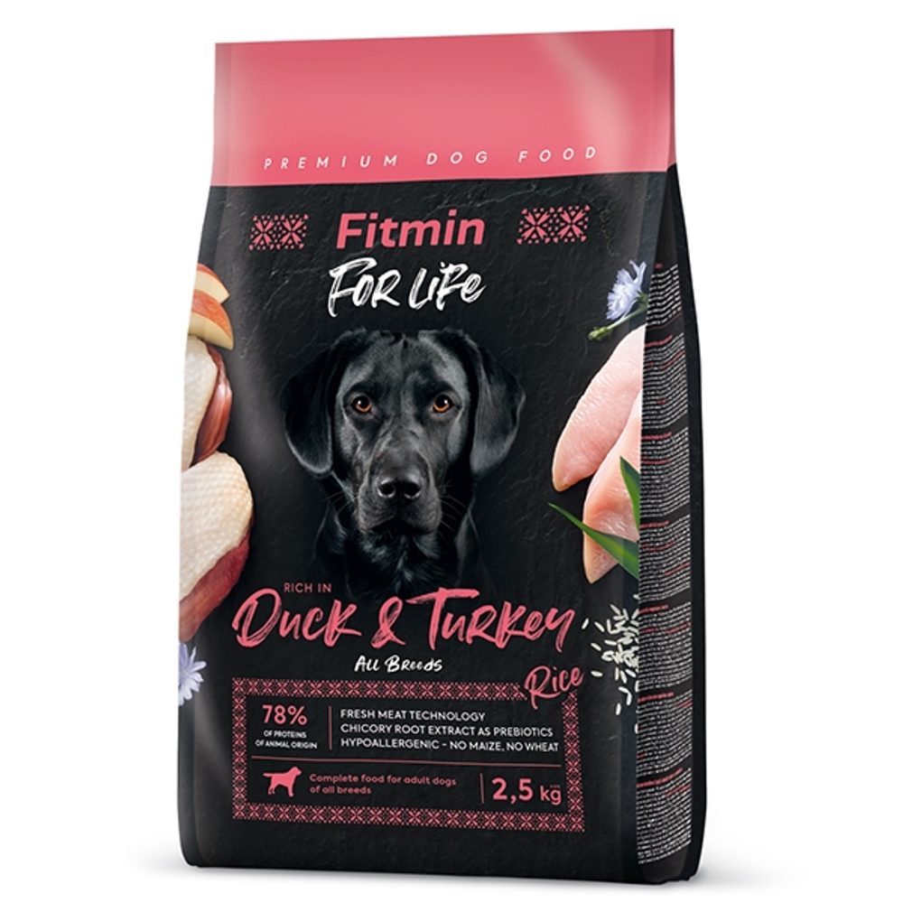 Fitmin Dog For Life Duck & Turkey 2,5 kg | Granule pro psy