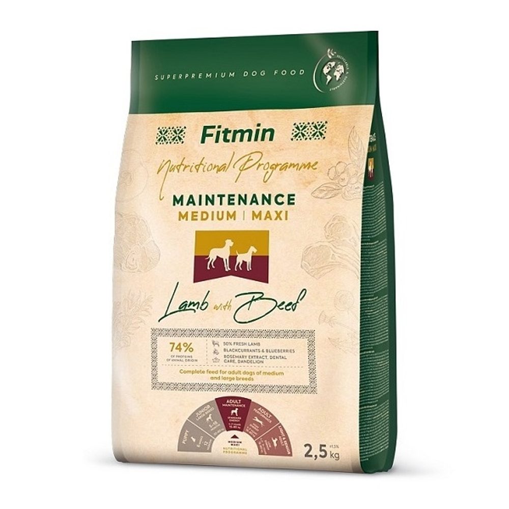 Fitmin Dog Medium/Maxi Maintenance Lamb With Beef 2,5 kg | Granule pro psy