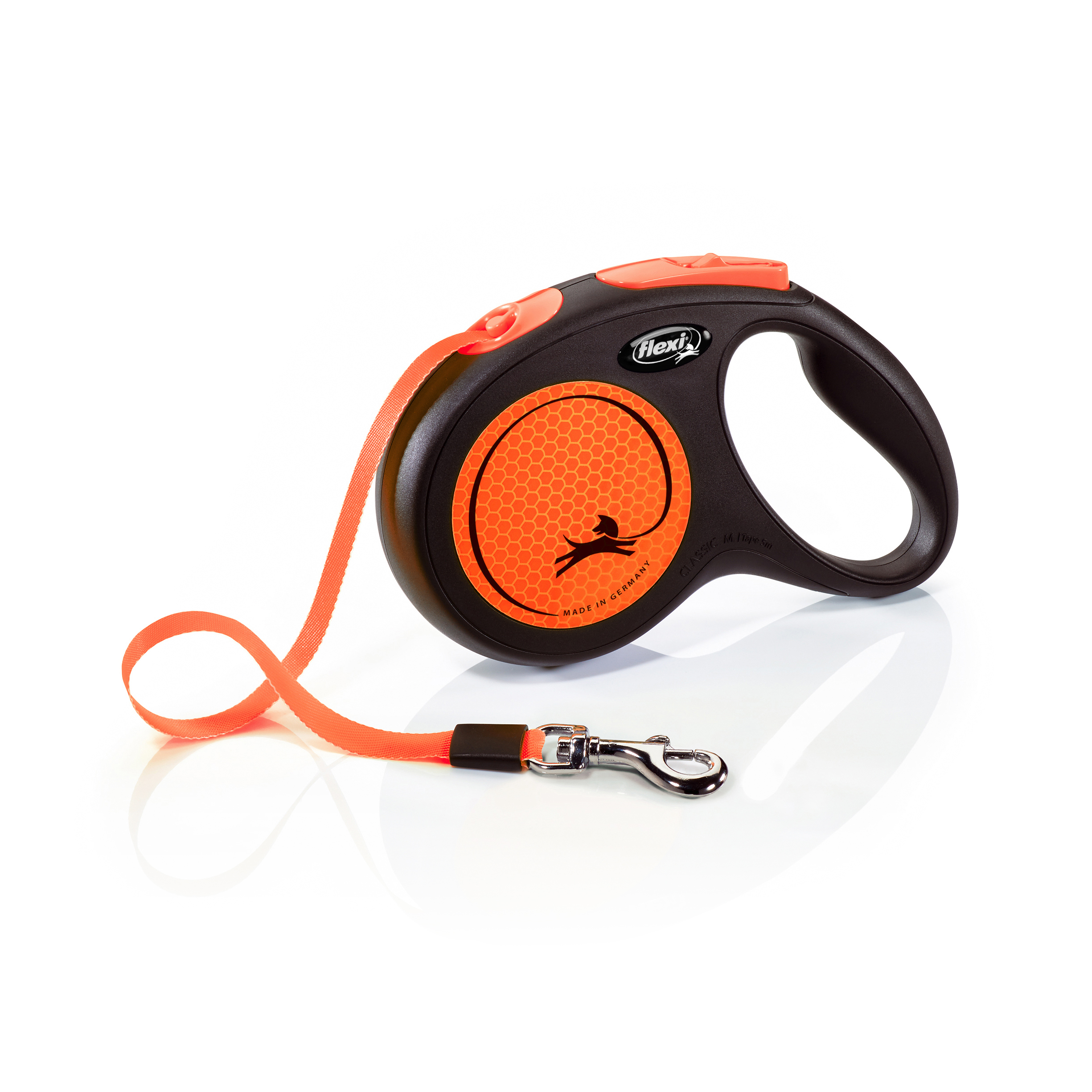 Flexi New Neon M pásek 5m/25 kg oranžové