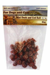 For Dogs and Cats Pochoutka Rolka kachna s treskou mini 80g