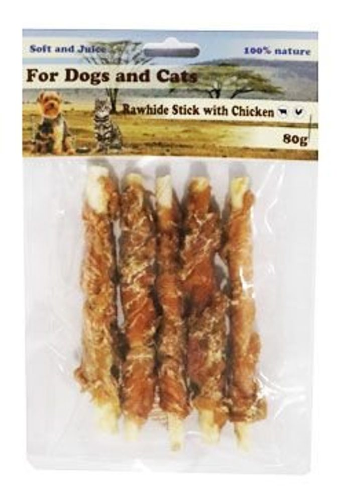 For Dogs and Cats Pochoutka Tyčinka z buvolí kůže s kuřecím masem 80g