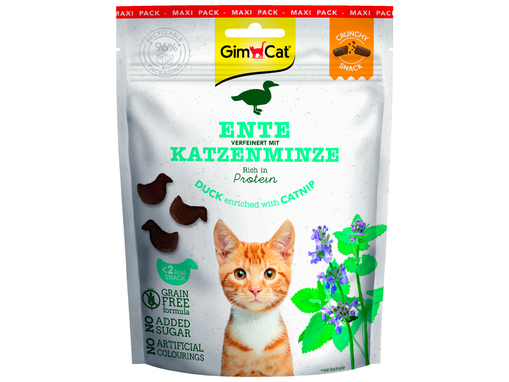 GimCat Crunchy Snacks kachna a šanta kočičí 140 g