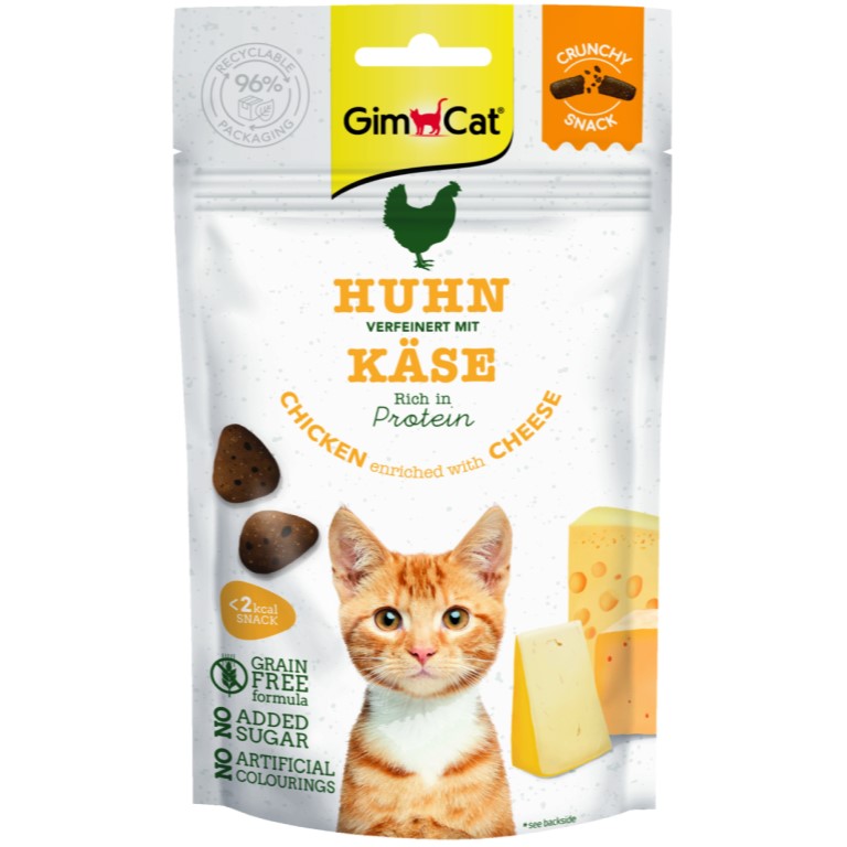 Gimcat Crunchy snacks kuře se sýrem pamlsky pro kočky 50g
