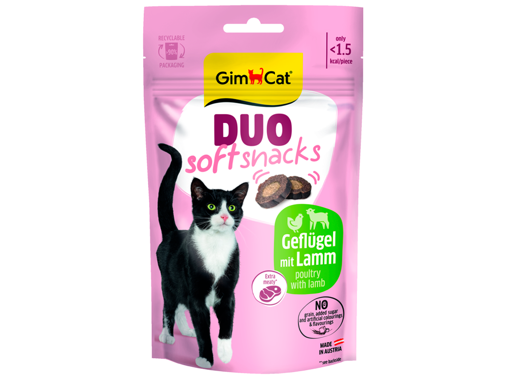 GimCat Duo Soft Snacks drůbeží a jehně 50 g