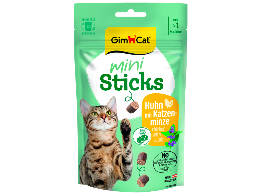 GimCat Mini Sticks kuře se šantou kočičí 50 g