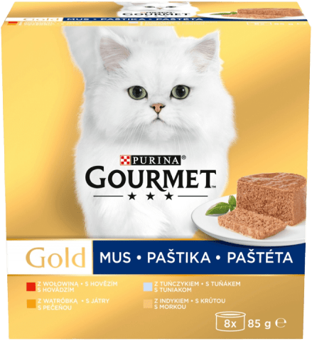 Gourmet Gold Multipack paštiky tuňák/játra/krůta/hovězí 8x85g