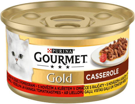 Gourmet Gold s hovězím a kuřetem v rajčatové omáčce 85g
