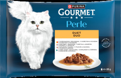 Gourmet Perle multipack DUO kuře-hovězí/krůta-jehněčí/telecí-kachna/králík-zvěřina 4x85g