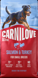 Granule CARNILOVE Active pro dospělé psy malých plemen losos a krůta 12 kg