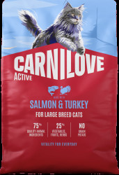 Granule CARNILOVE Active pro kočky velkých plemen losos a krůta 2 kg