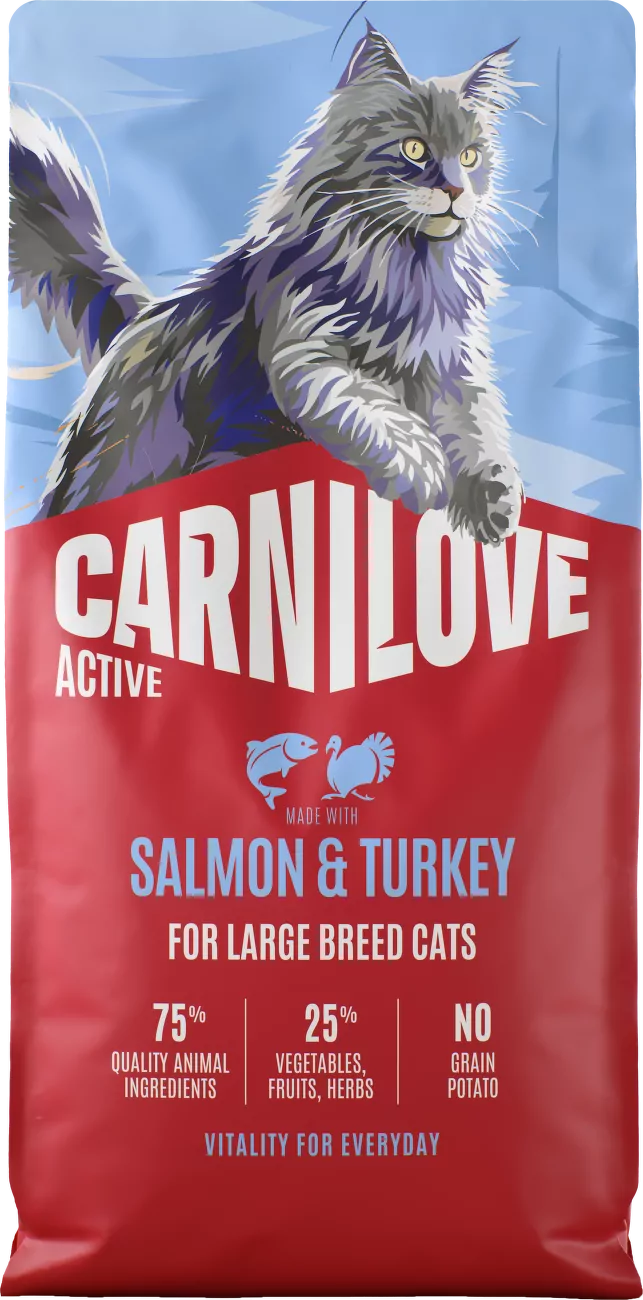 Granule CARNILOVE Active pro kočky velkých plemen losos a krůta 6 kg