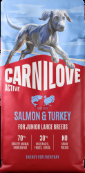 Granule CARNILOVE Active pro mladé psy velkých plemen losos a krůta 12 kg