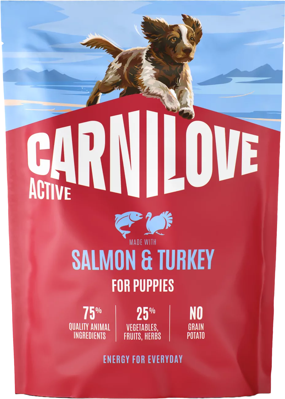 Granule CARNILOVE Active pro štěňata losos a krůta 1,5 kg