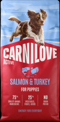 Granule CARNILOVE Active pro štěňata losos a krůta 12 kg