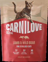 Granule CARNILOVE Active pro sterilizované kočky jehněčí a divočák 400 g