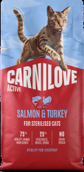 Granule CARNILOVE Active pro sterilizované kočky losos a krůta 6 kg