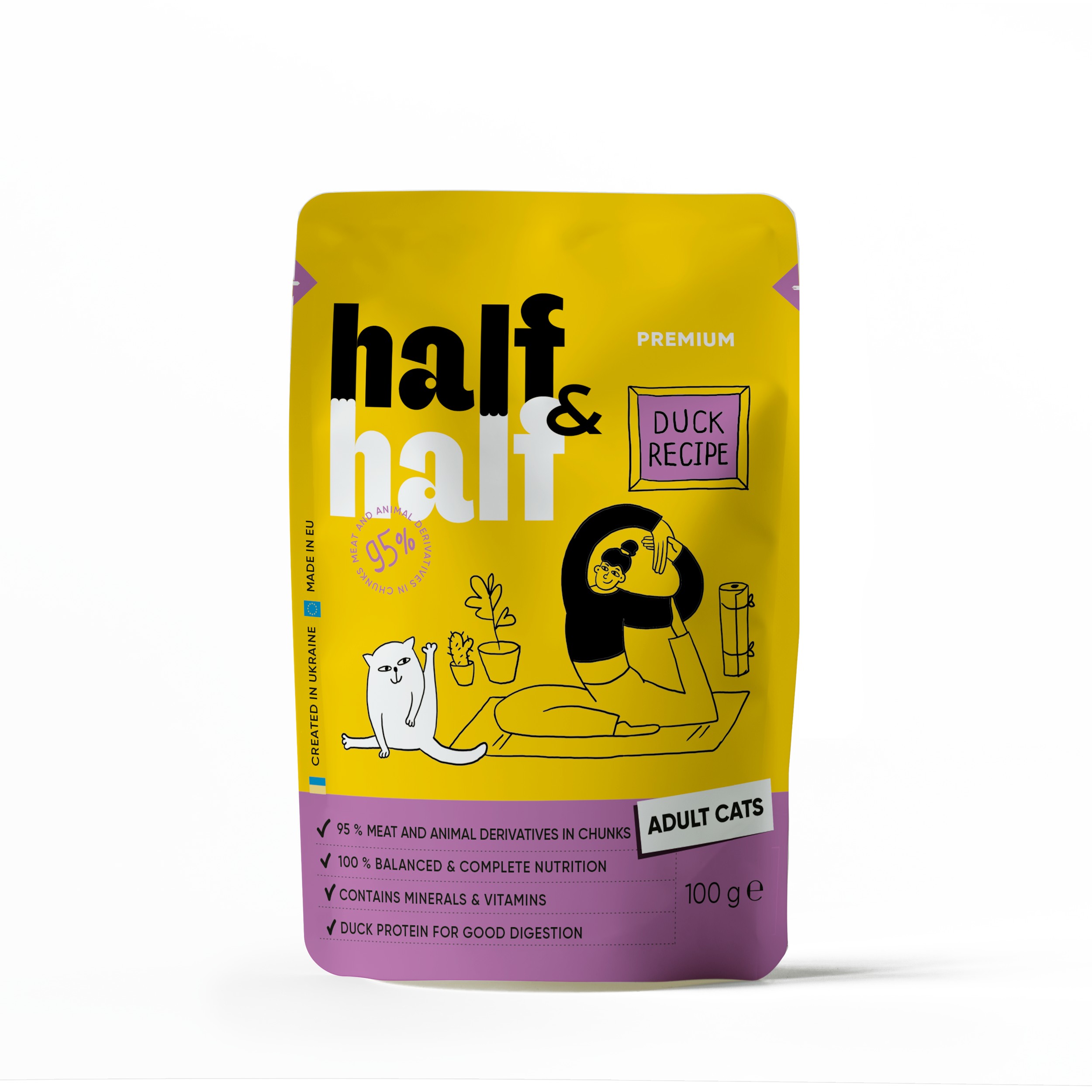 Half&Half Adult Cat kousky v omáčce kachna kapsička pro kočky 100g