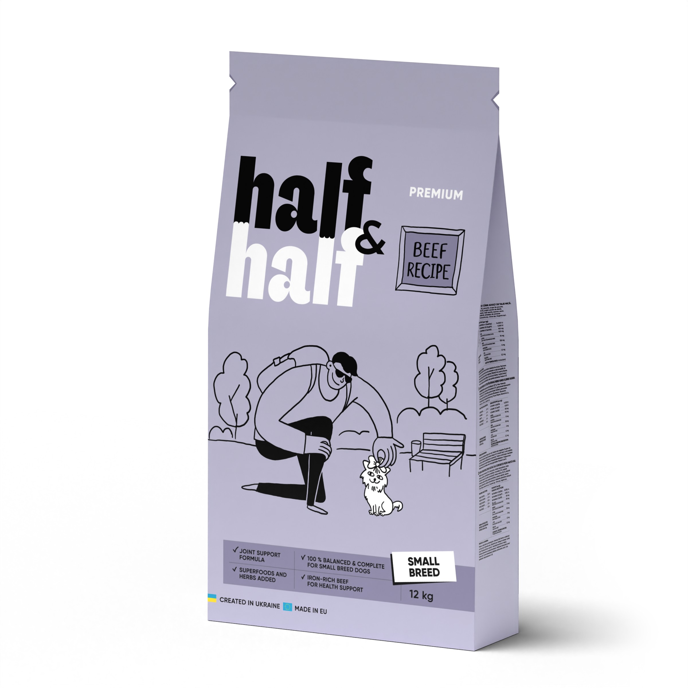 Half&Half Adult Small Breed hovězí granule pro psy 12 kg