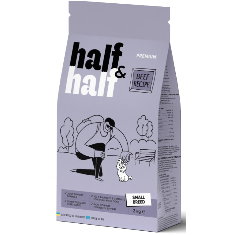 Half&Half Adult Small Breed hovězí granule pro psy 2 kg