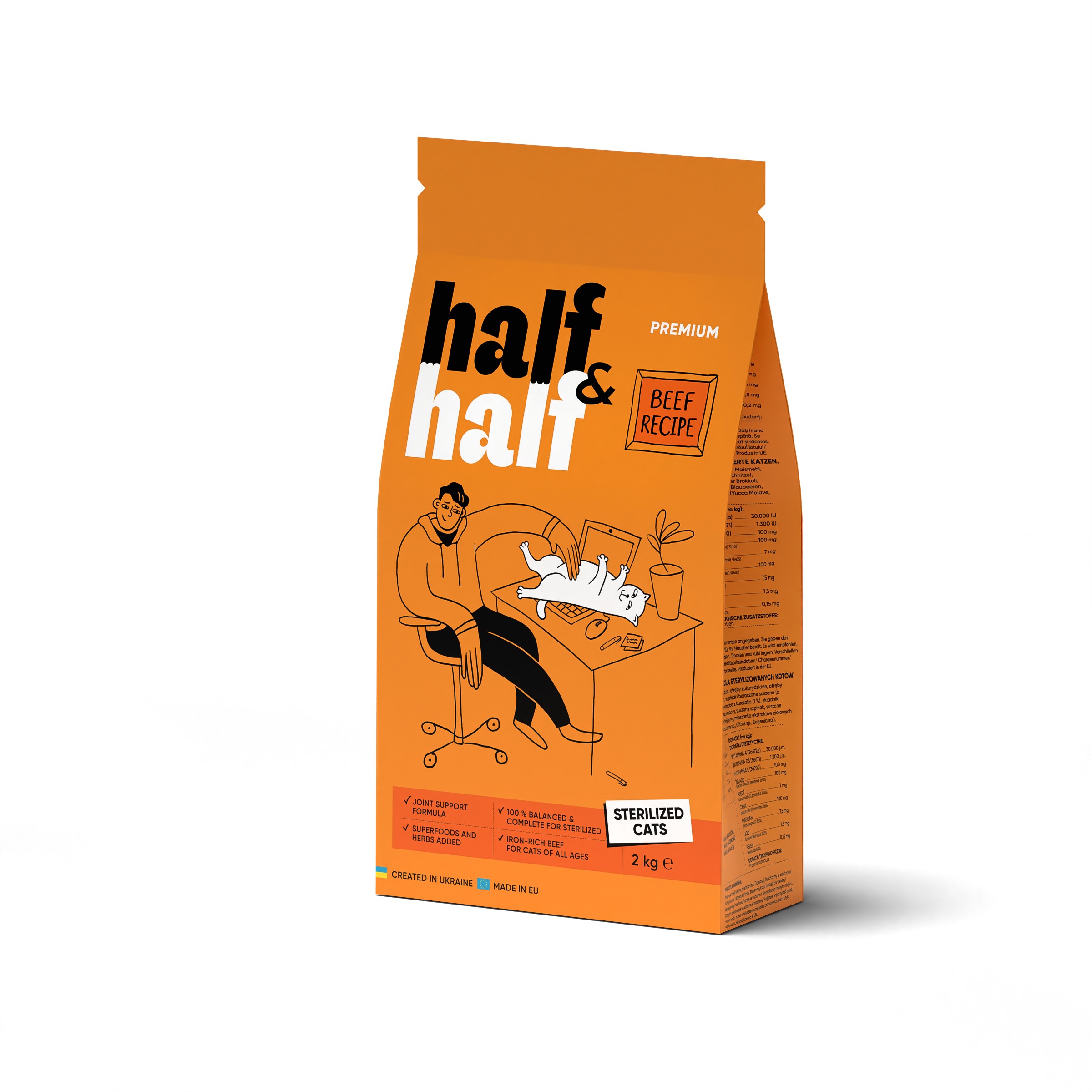 Half&Half Cat Sterilized hovězí granule pro kočky 2kg
