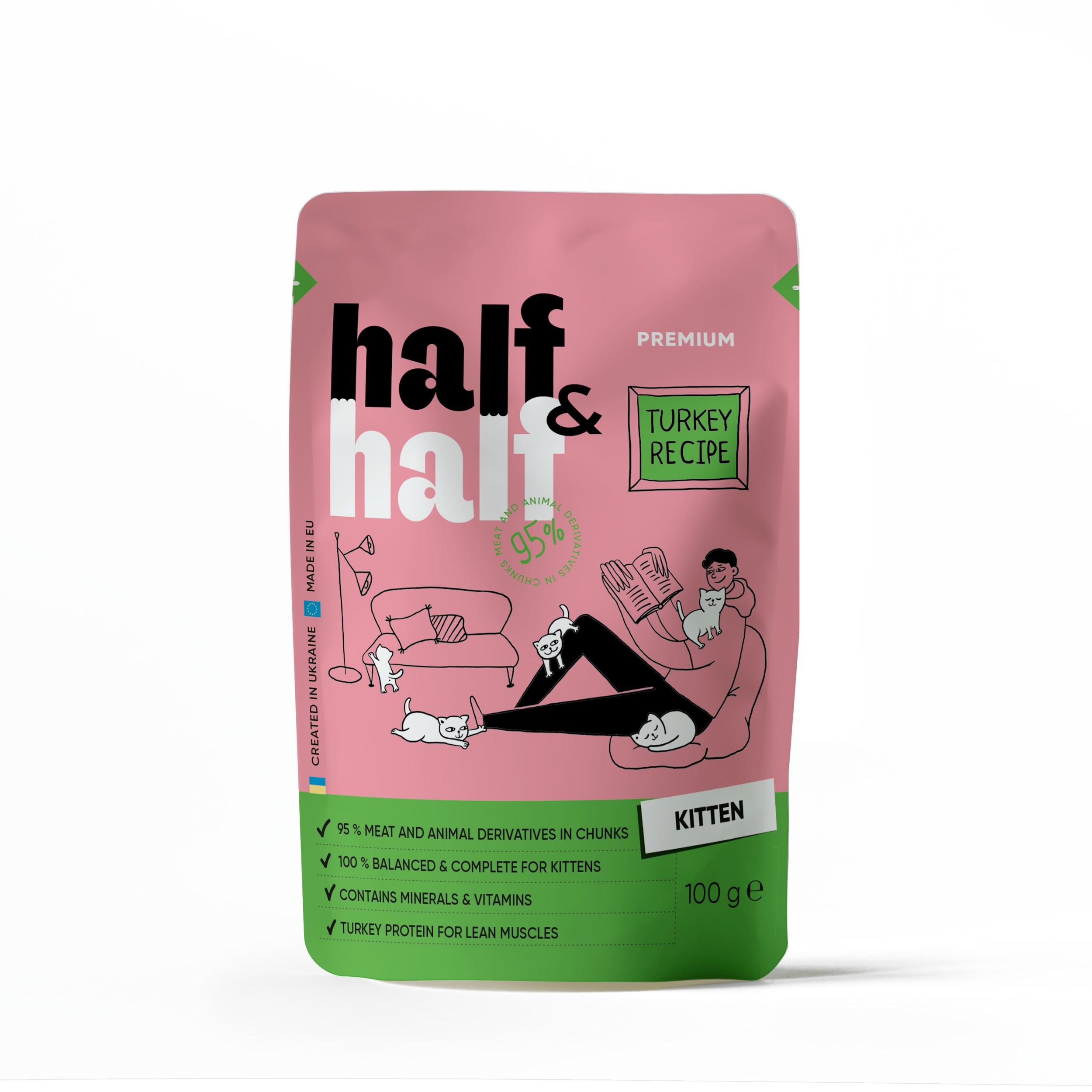 Half&Half Kitten kousky v želé krůta kapsička pro koťata 100g