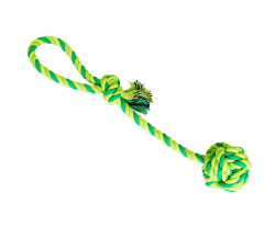 HipHop Bavlněné Přetahovadlo s Míčkem 7cm/38cm - Zeleno/žluté