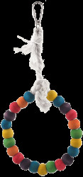 Houpačka Bird Jewel dřevěná s lanem barevná kruh 15cm