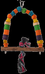 Houpačka Bird Jewel dřevěná s uzlem barevná 32cm