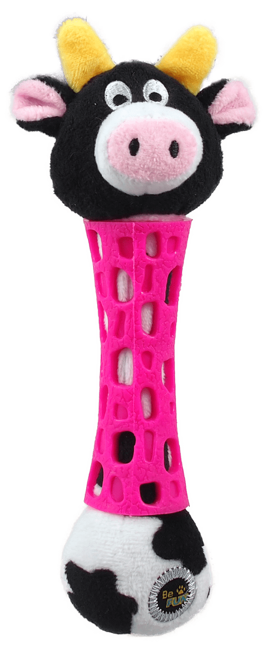 Hračka BeFun pro štěňata TPR+plyš kráva 17cm