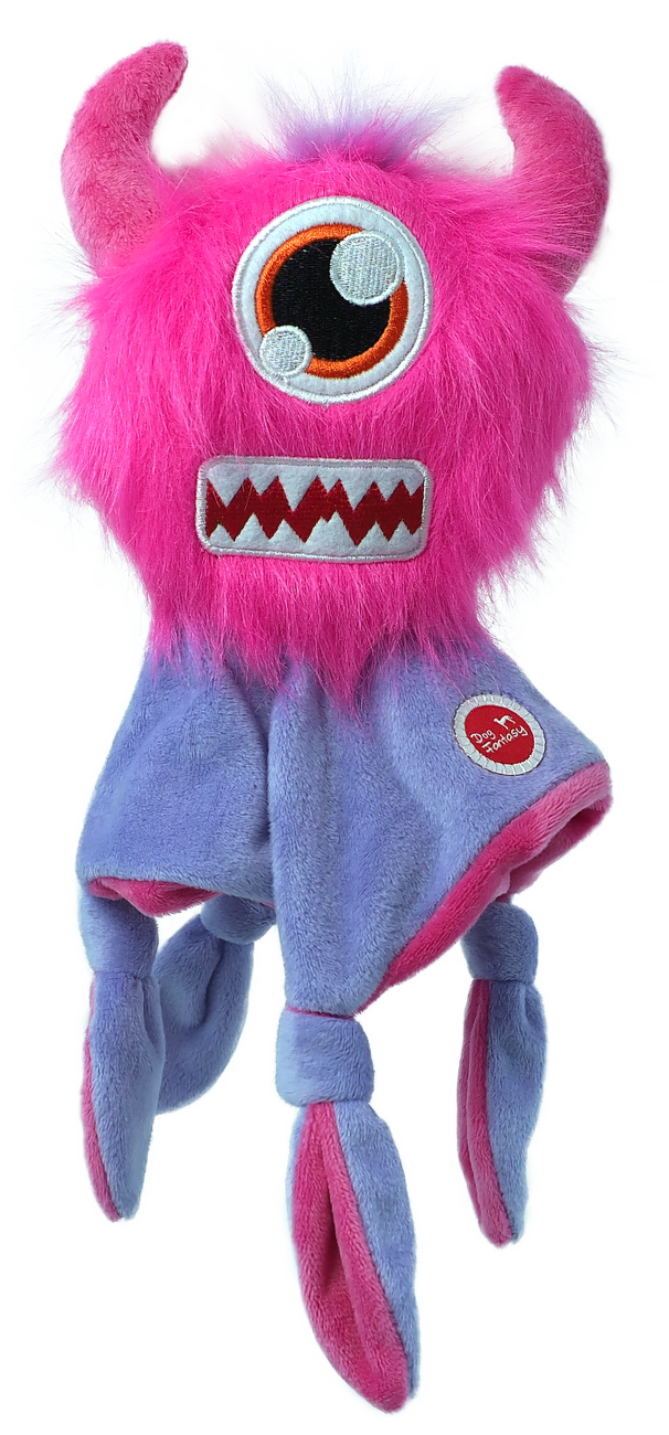 Hračka Dog Fantasy Monsters chlupaté strašidlo s dečkou 28cm růžové