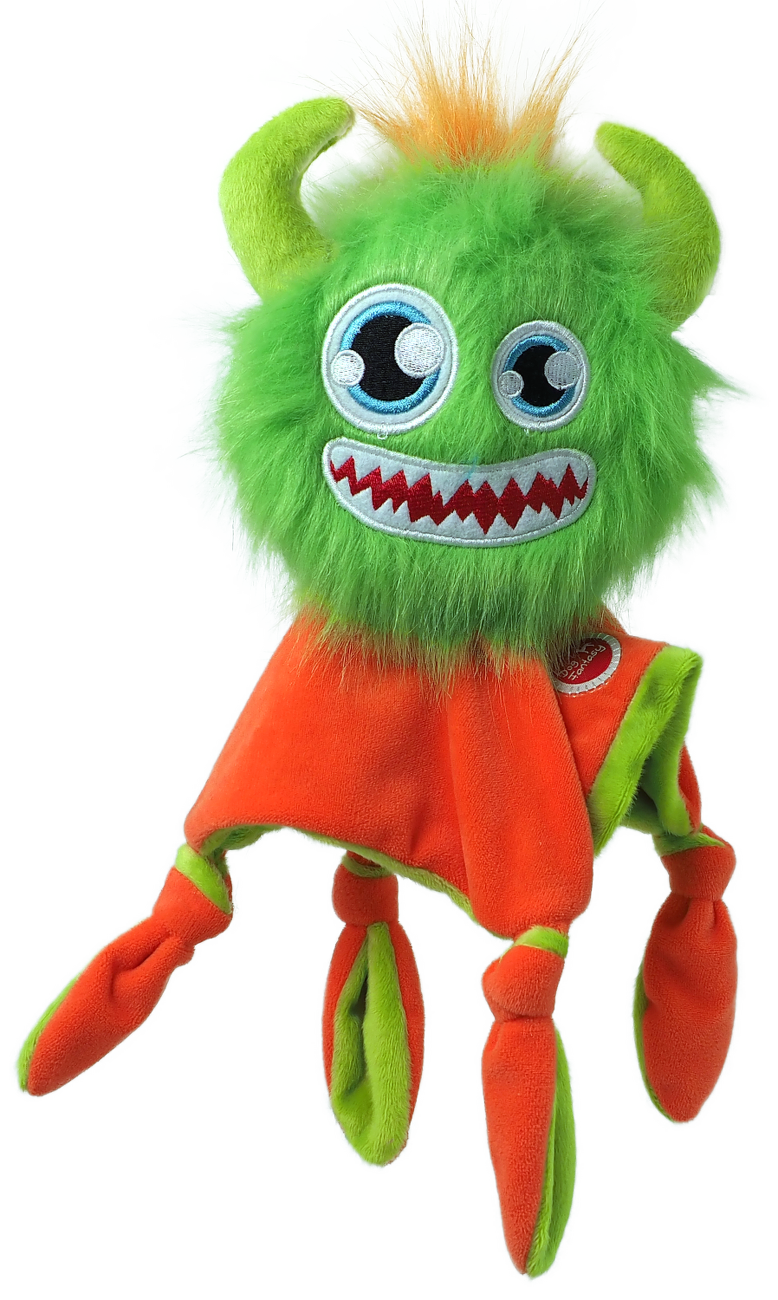 Hračka Dog Fantasy Monsters chlupaté strašidlo s dečkou 28cm zelené