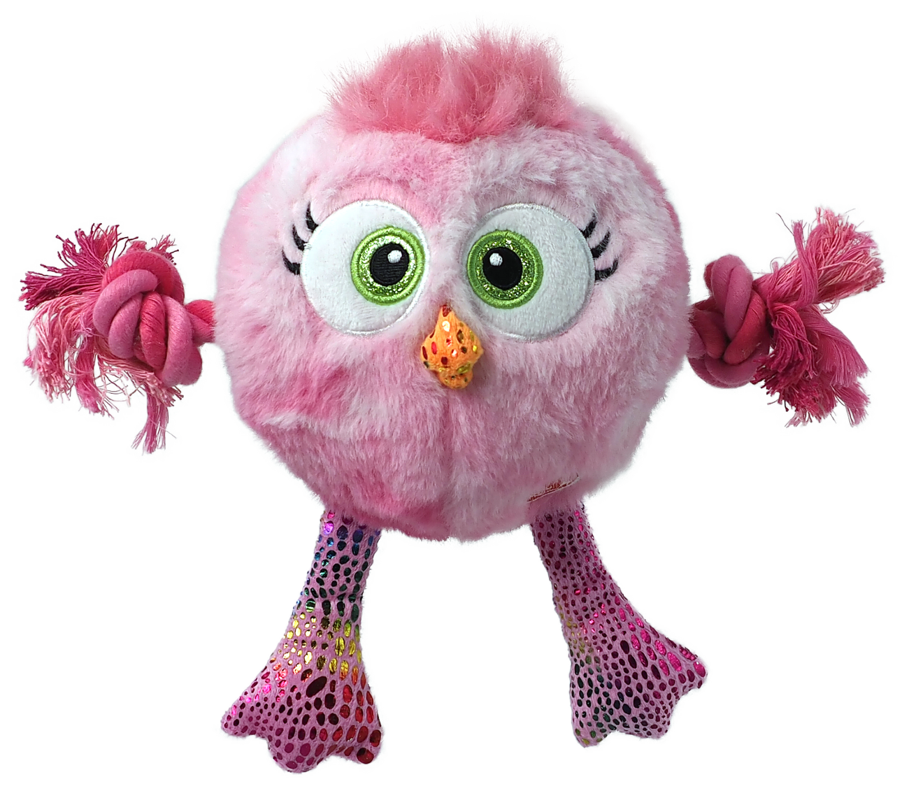 Hračka Dog Fantasy Monsters pískací kuře s provazy 15cm růžové