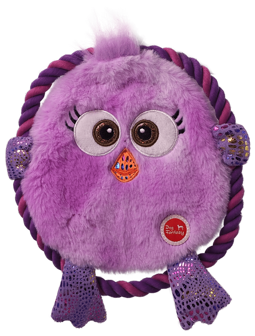 Hračka Dog Fantasy Monsters šustící kuře s provazem 18cm fialové