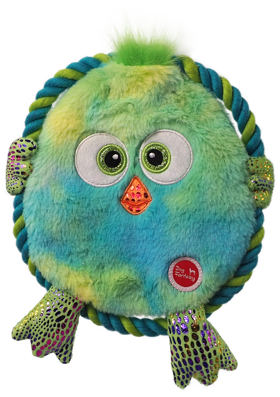 Hračka Dog Fantasy Monsters šustící kuře s provazem 18cm zelené