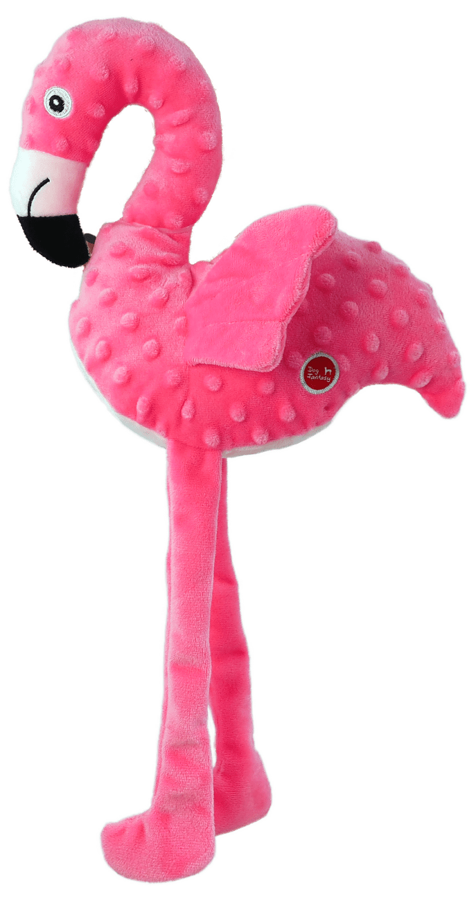 Hračka Dog Fantasy Recycled Toy plameňák pískací se šustícími křídly