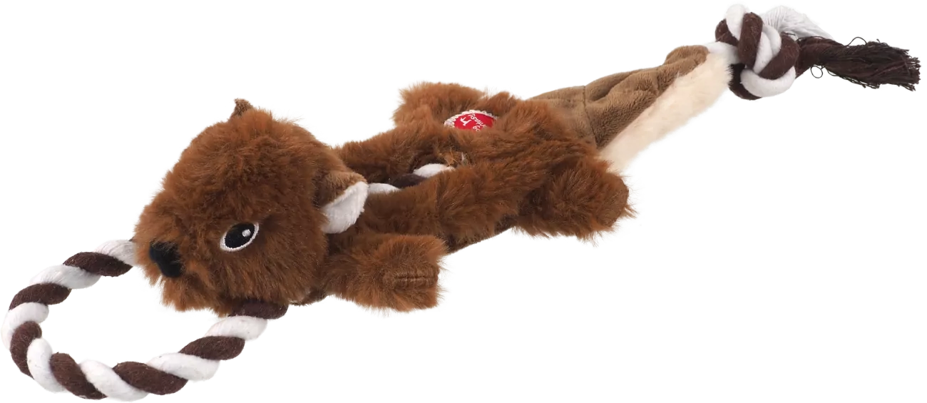 Hračka Dog Fantasy Skinneeez Veverka s provazem 35 cm