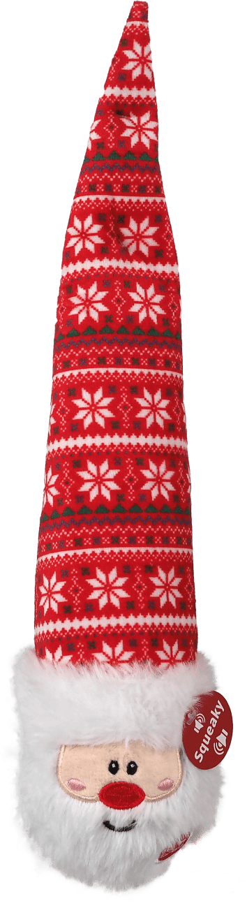 Hračka Dog Fantasy Winter Tale kulatý pískací Santa s čepicí 38cm