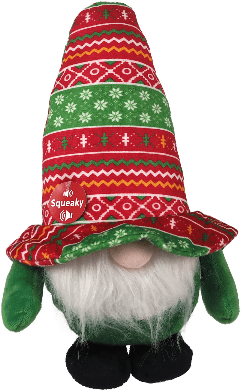 Hračka Dog Fantasy Winter Tale trpaslík pískací zeleno-červený 30cm