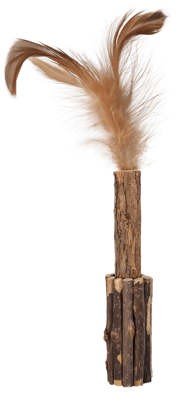 Hračka Magic Cat Natural Fun dřívko s přírodními pírky 15cm