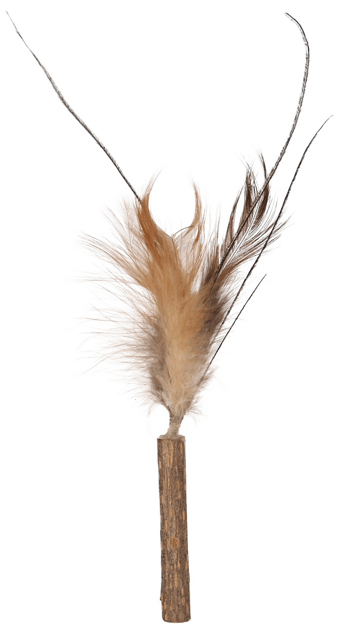 Hračka Magic Cat Natural Fun dřívko s přírodními pírky 6cm