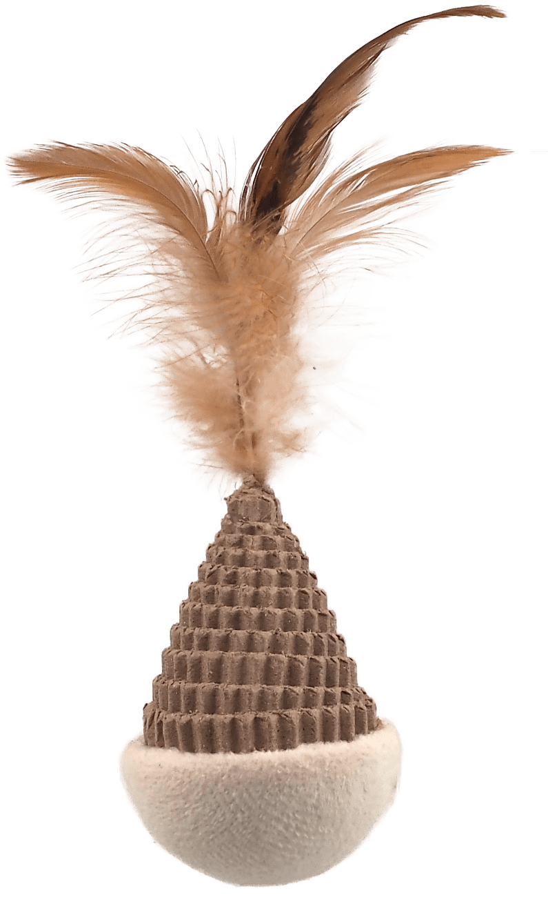 Hračka Magic Cat Natural Fun kužel s pírky karton/plyš bílá 6cm
