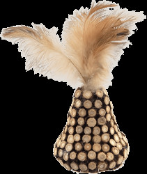 Hračka Magic Cat Natural Fun kužel s přírodními pírky a dřevem 13cm