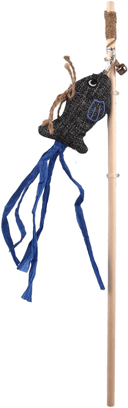 Hračka Magic Cat Natural Fun šidítko ryba s rolničkou a šantou kočičí šedá 40cm